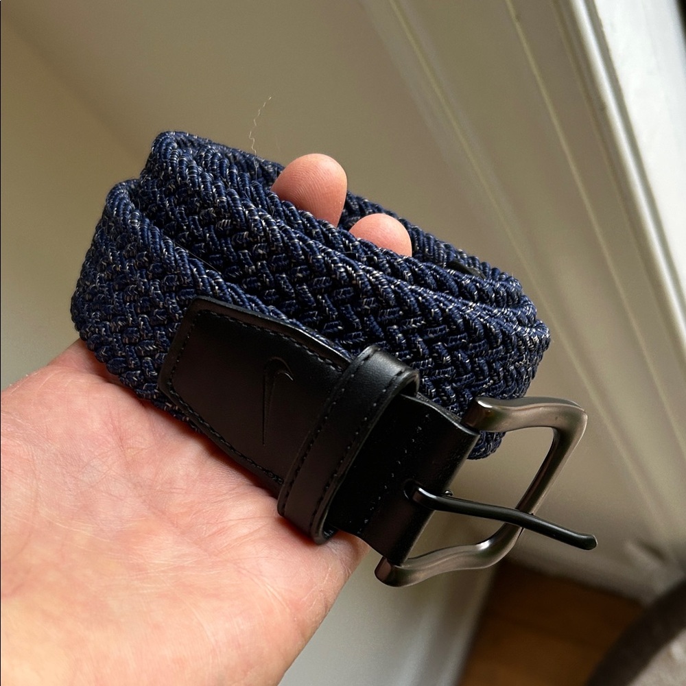 Men's Black/Blue Woven Belt measures 48”” in length- tightened for any waist